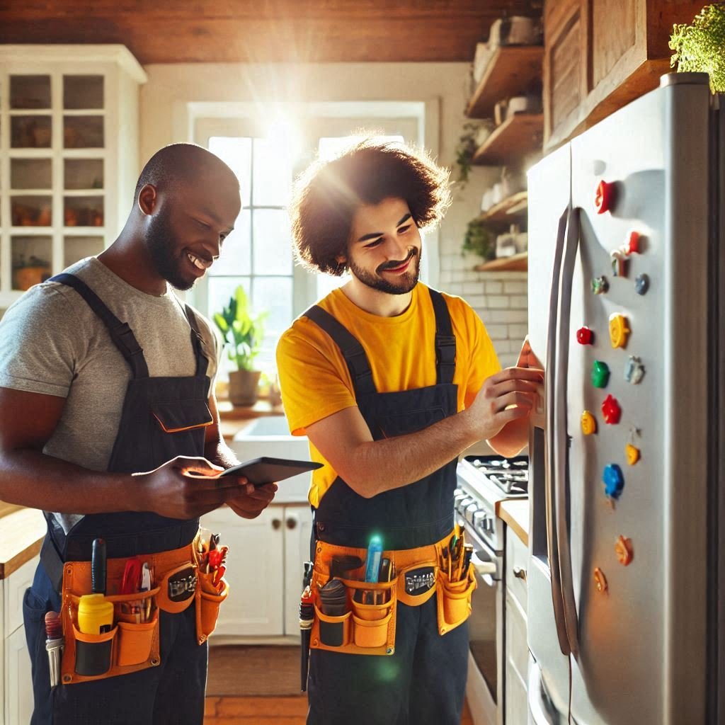 tecniso revisando frigorifico domestico ariston